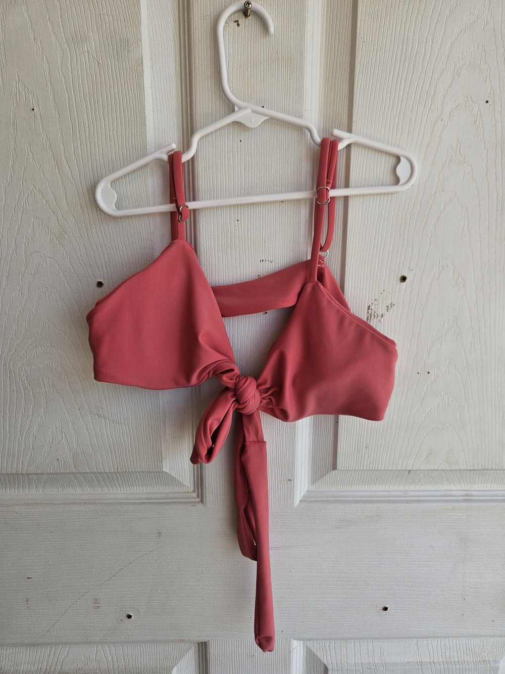 Women's Pink Tie-Front Swimsuit Top with Adjustable Straps Size Medium Padded